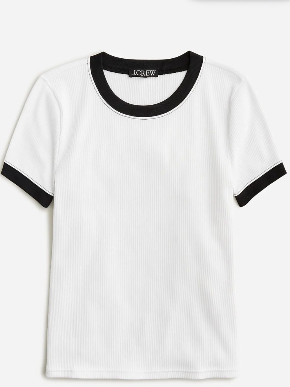 ·J Crew· White Contrast Ringer Ribbed Tee Shirt Top Size XS
